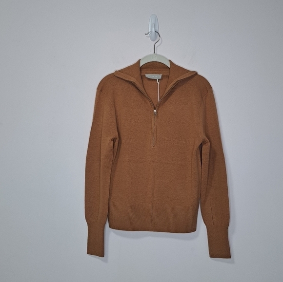 Everlane the luxe merino half zip sweater tawny brown XS NWT - Picture 5 of 9
